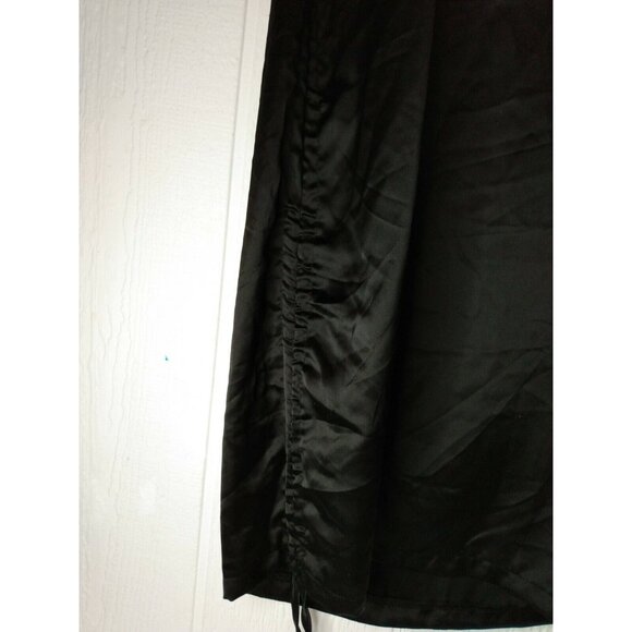 Halfisland Women's  CowlNeck Black Dress Spaghetti Strap Ruched On Front Size L - Picture 3 of 5